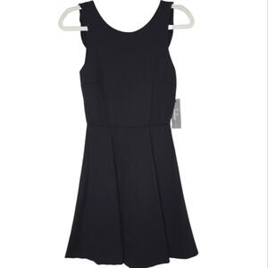 NWT Lulus Black V-Back Ruffle Detail Fit  Flare Tailored Stretch Skater Dress